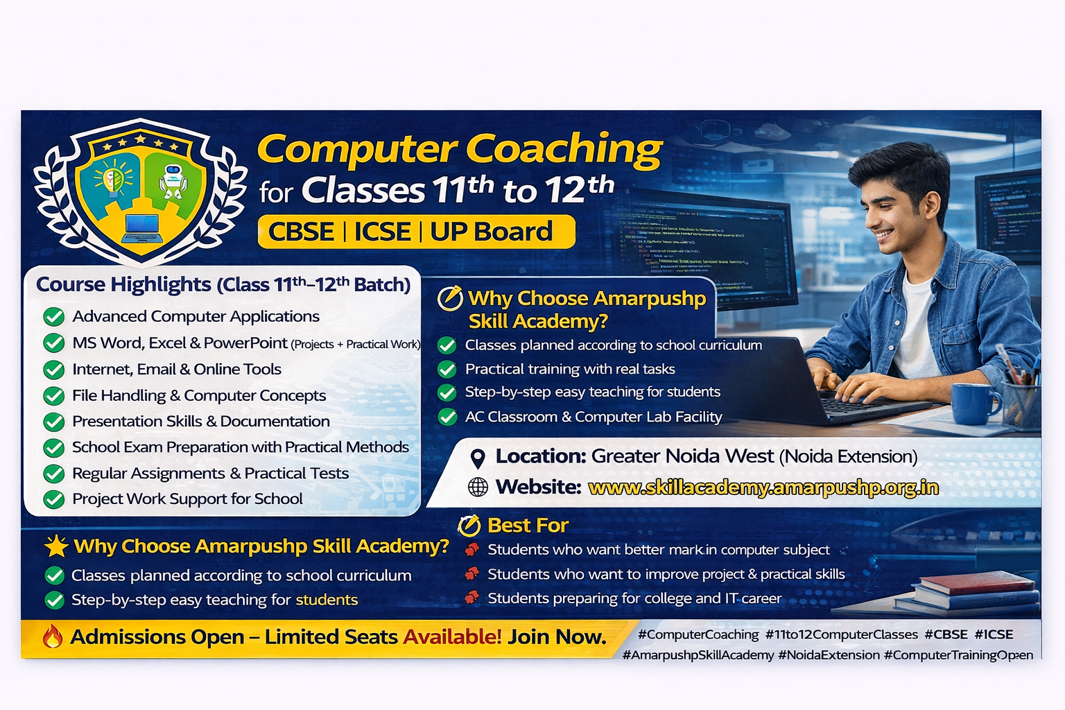 🖥️ Computer Coaching for Classes 11th to 12th – Amarpushp Skill Academy