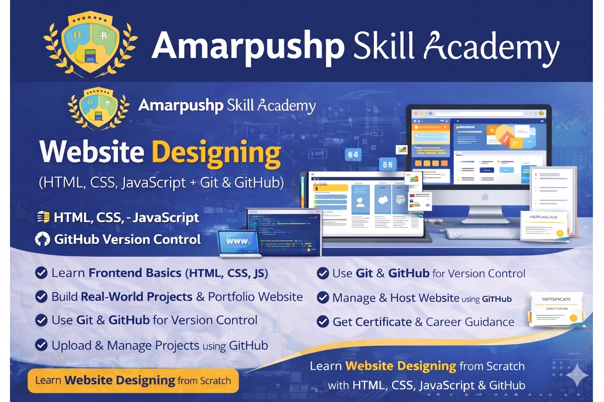 Website Designing Course (HTML, CSS, JavaScript + Git & GitHub)