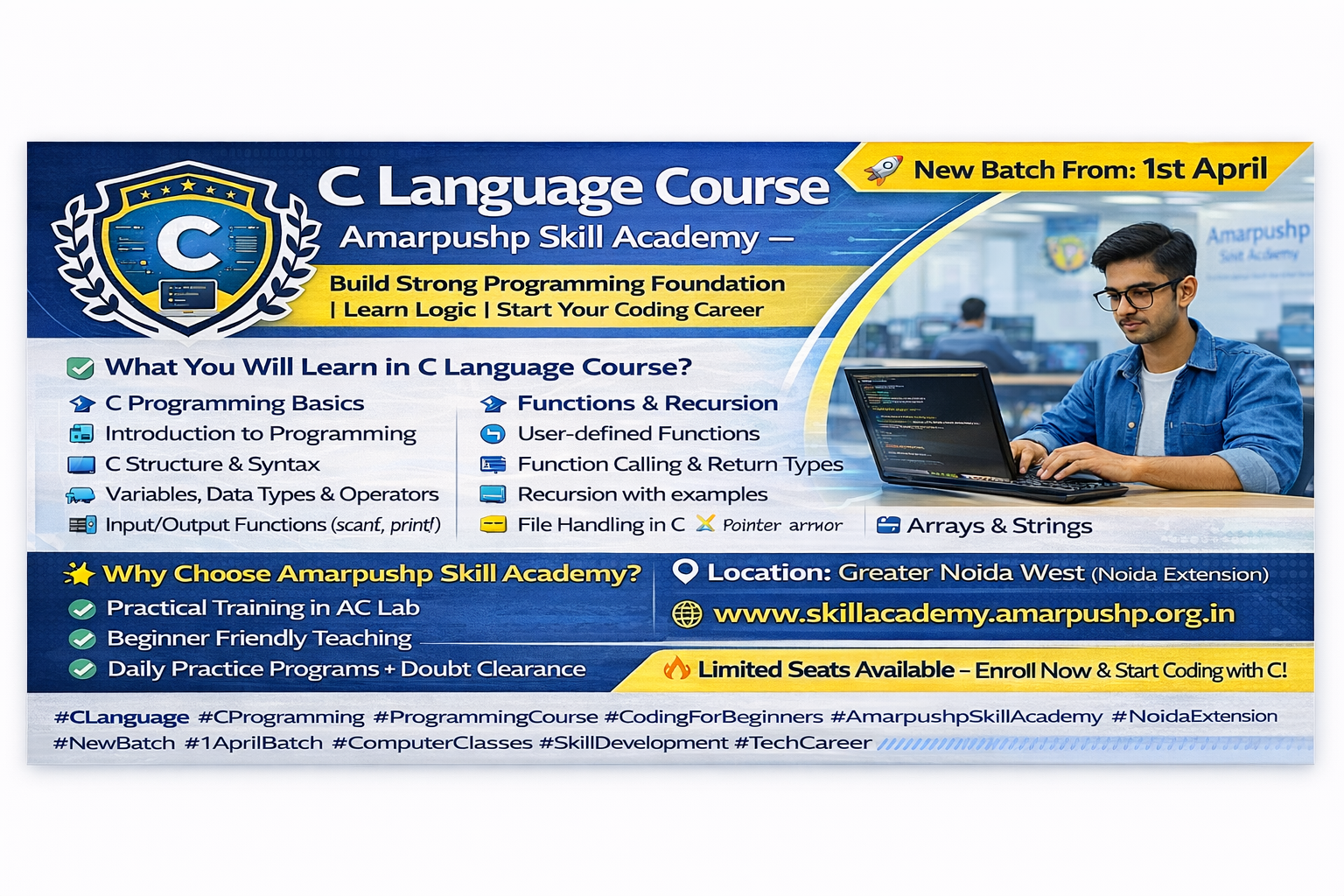 💻 C Language Course – Amarpushp Skill Academy